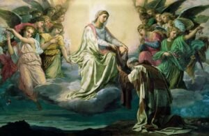 Our Lady of Mount Carmel giving the scapular to Saint Simon Stock