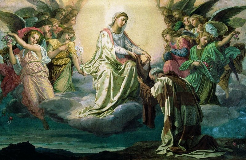 Our Lady of Mount Carmel giving the scapular to Saint Simon Stock