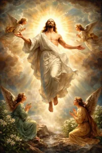 Easter Novena – Resurrection of Jesus Christ with angels and divine light